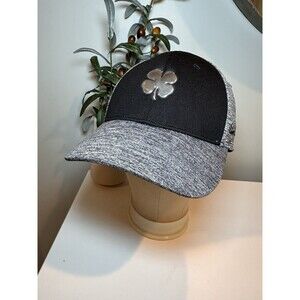 Black Clover Live Lucky Hat S/M Memory Fit - Black Heather Grey Chrome Clover